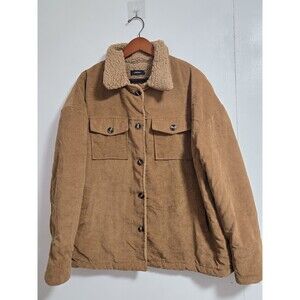 Dokotoo Jacket Womens 2XL Brown Corduroy Button Down Sherpa Lined Barn Chore